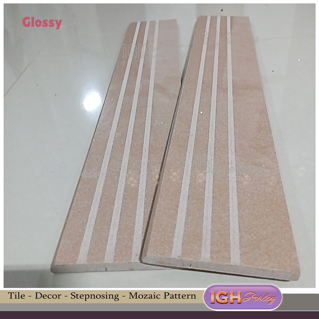 Stepnosing Granit 10x60 Pink Bintik Glossy Lantai Tangga Anti selip Pingul Original GraniteTile