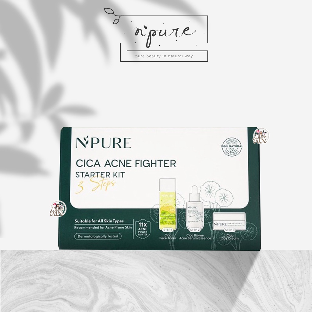 N'PURE / NPURE CICA ACNE FIGHTER SERIES STARTER KIT ( 3 STEPS / FACE TONER / SERUM / CREAM )