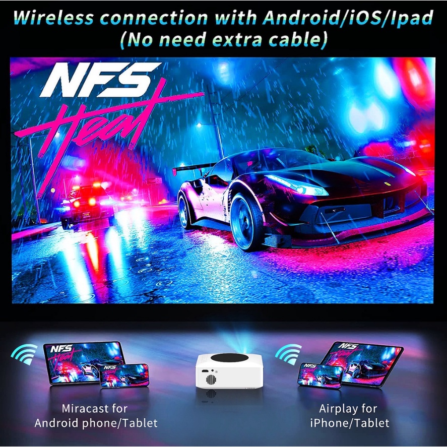 ⚡⚡Proyektor WIFI 5500 Lumens 1080P T9/T5/T3 Proyektor for HP phone HD supports Android/Bluetooth With TV Stick/HDMI/VGA/Laptop