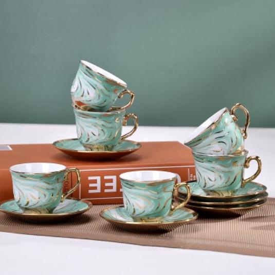 ㊫ Set Cangkir Teko Teapot Piring Set 5 IN 1 Keramik PREMIUM Europa Classic Style / Parcel Kado Cangk