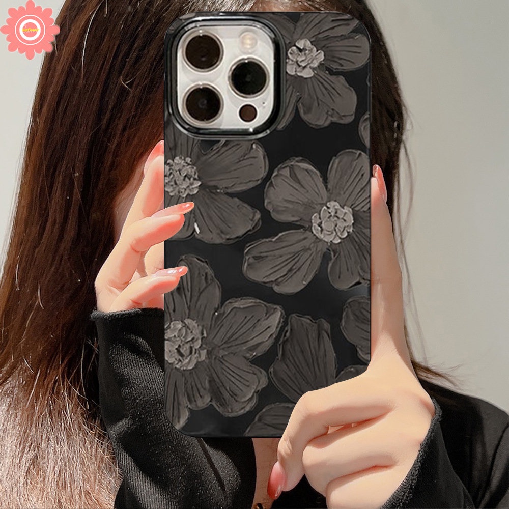 IPHONE Casing Bunga Lukisan Cat Minyak Retro Kompatibel Untuk Iphone11 7plus12 13 14 Pro Max 8Plus XR 78 14 Plus X XS Max SE 2020 Casing Halus Glossy Lembut Tpu Phone Back Cover