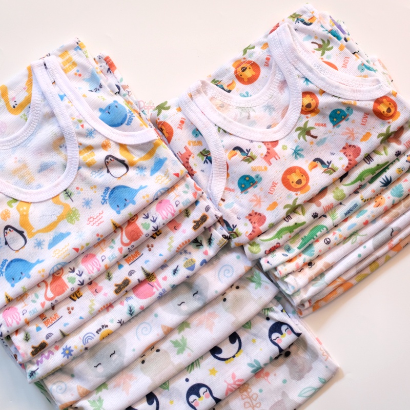 12pcs/1lusin KAOS DALAM BAYI/SINGLET BAYI FULL PRINT (LUSINAN)