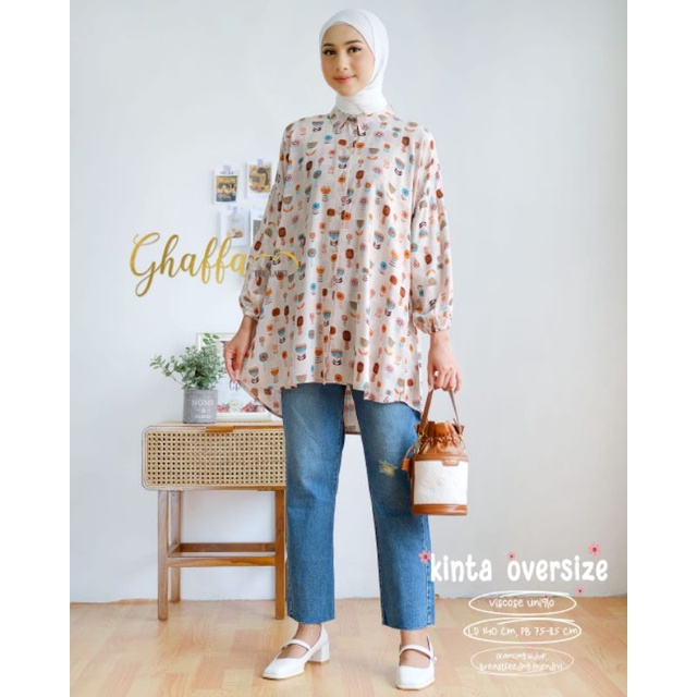 KINTA OVERSIZE BY GHAFFA THE LABEL / BLOUSE JUMBO MOTIF WANITA MUSLIMAH / blouse ld140