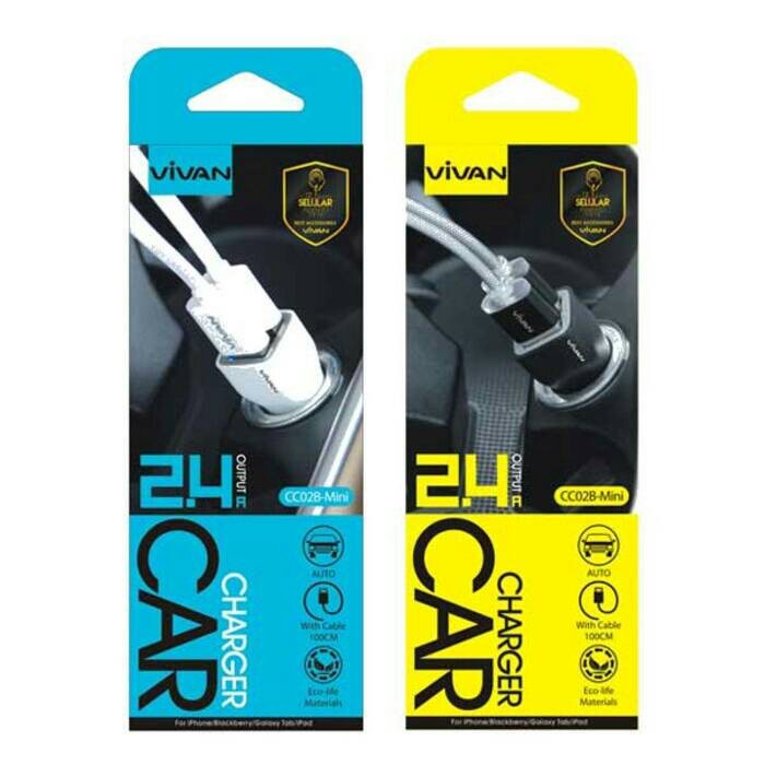 Charger Mobil Car charger vivan 2 usb cc02b mini | 2a | usb car BISA COD C9A7 multifungsi modern col