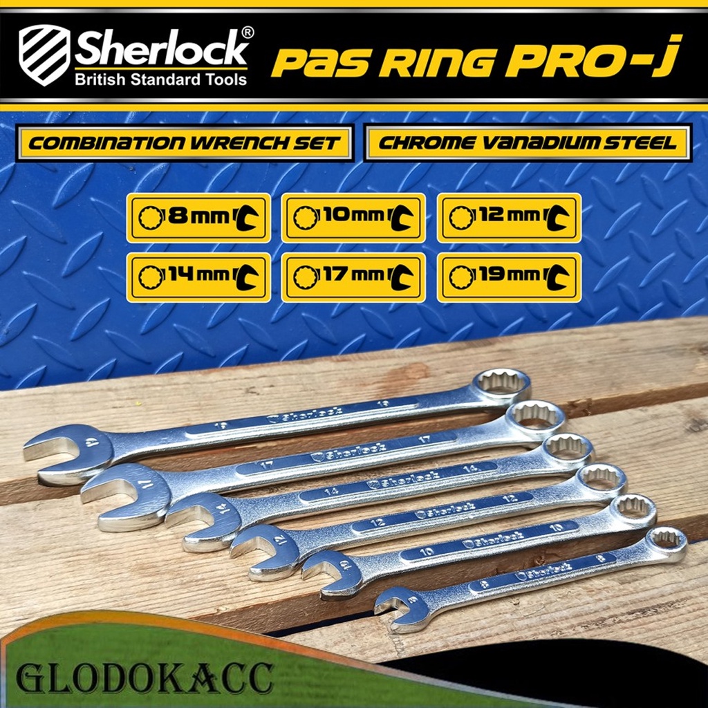 Kunci Pas Ring 6 pcs per set (size: 8 - 19 mm ) Sherlock Pro-J series