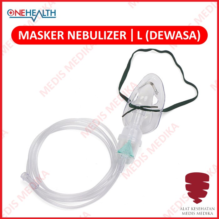 Masker Nebulizer Dewasa OneHealth Nebuliser Mask Alat Bantu Pernapasan Napas Pernafasan Nafas Uap Adult L Large