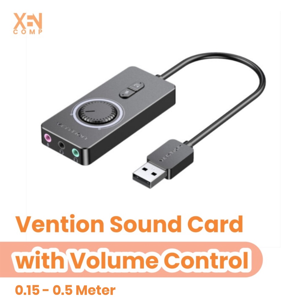 Sound Card Audio &amp; Mic USB dengan Kontrol Volume Vention 0.15 / 0.5 Meter - CDR