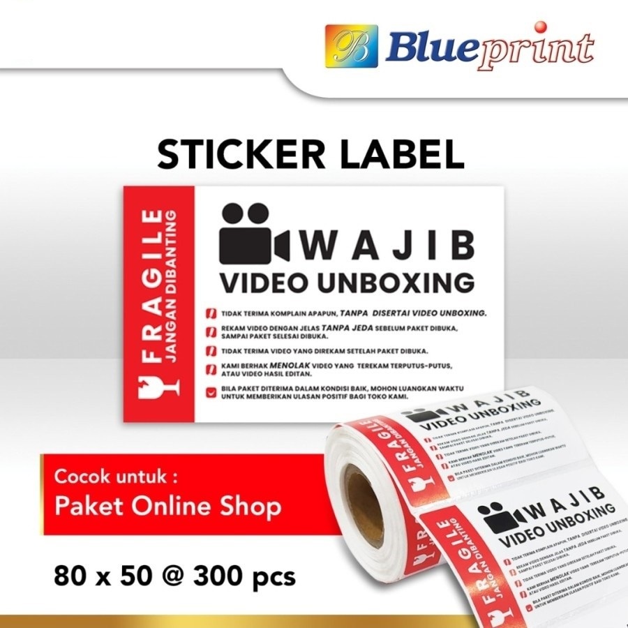 

BLUEPRINT PAPER STICKER FRAGILE 80X50 @300PCS