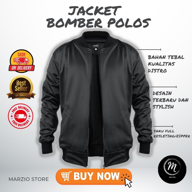 Jaket Jacket Bomber Polos Pria lengan Panjang Jaket Bomber Tebal Cowok Jaket Motor Parasut Laki Laki