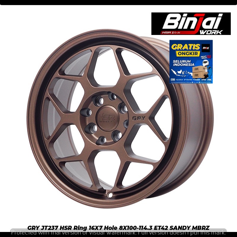 Velg Mobil Ring 16 buat Avanza Yaris, Mobilio GRY HSR R16 warna Bronze - Pelek Racing rally look