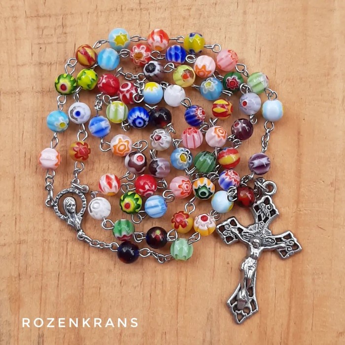 Rosario - Kalung Rosario Glass Beads 6Mm Salib Italy - Hollishop