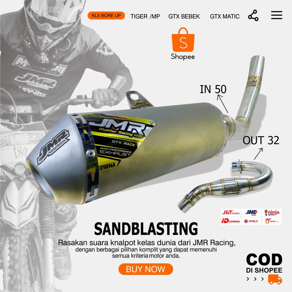 KNALPOT CRF KLX/TIGER CUSTOM  STANDAR-KOMPETISI TYPE OV H20 JUMBO 4,5IN POWERBOOM  INLET 50 JMR RACI
