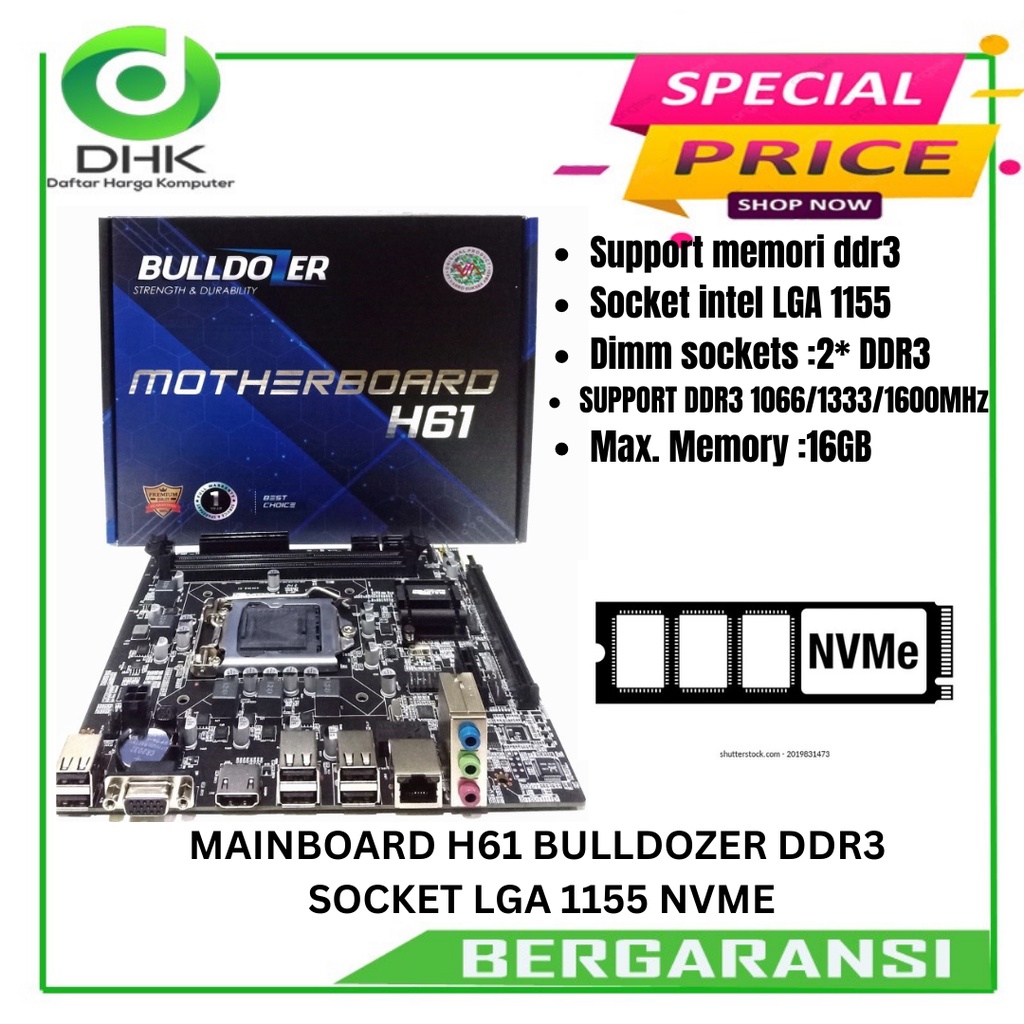 MAINBOARD H61 BULLDOZER DDR3 SOCKET LGA 1155