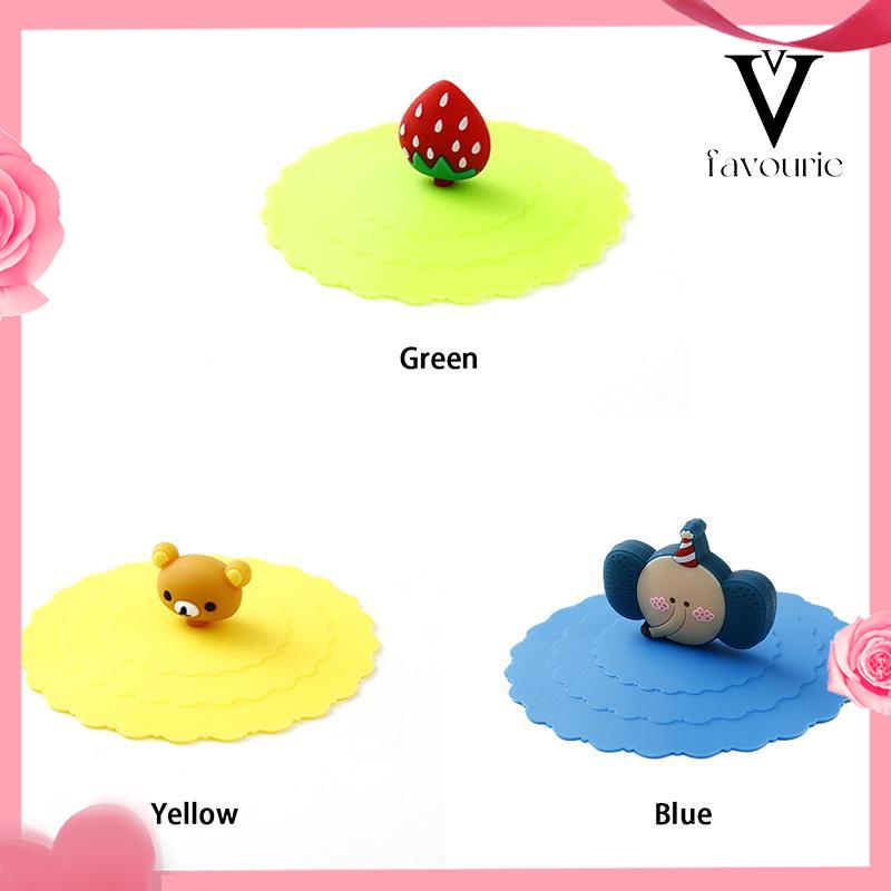 CODTutup Cangkir Silikon Kreatif Penutup Mangkuk Tertutup Anti Bocor Tahan Debu-FA