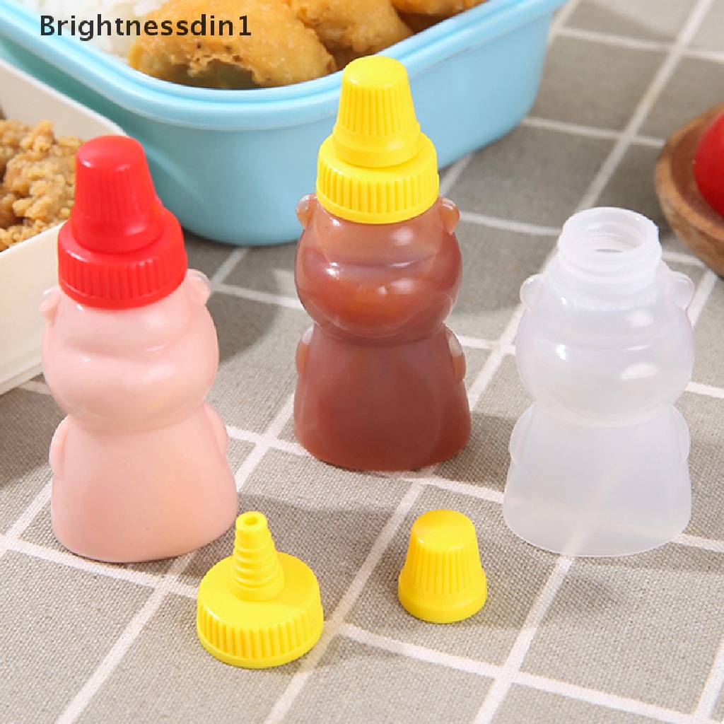 [Brightnessdin1] 2pcs /Pack Botol Bumbu Beruang Mini Portable Kecap Salad Dressing Wadah Butik