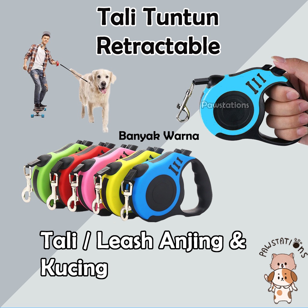 Tali Tuntun Anjing / Kucing | Retractable Dog Leash Tali Tuntun Otomatis &amp; Fleksibel