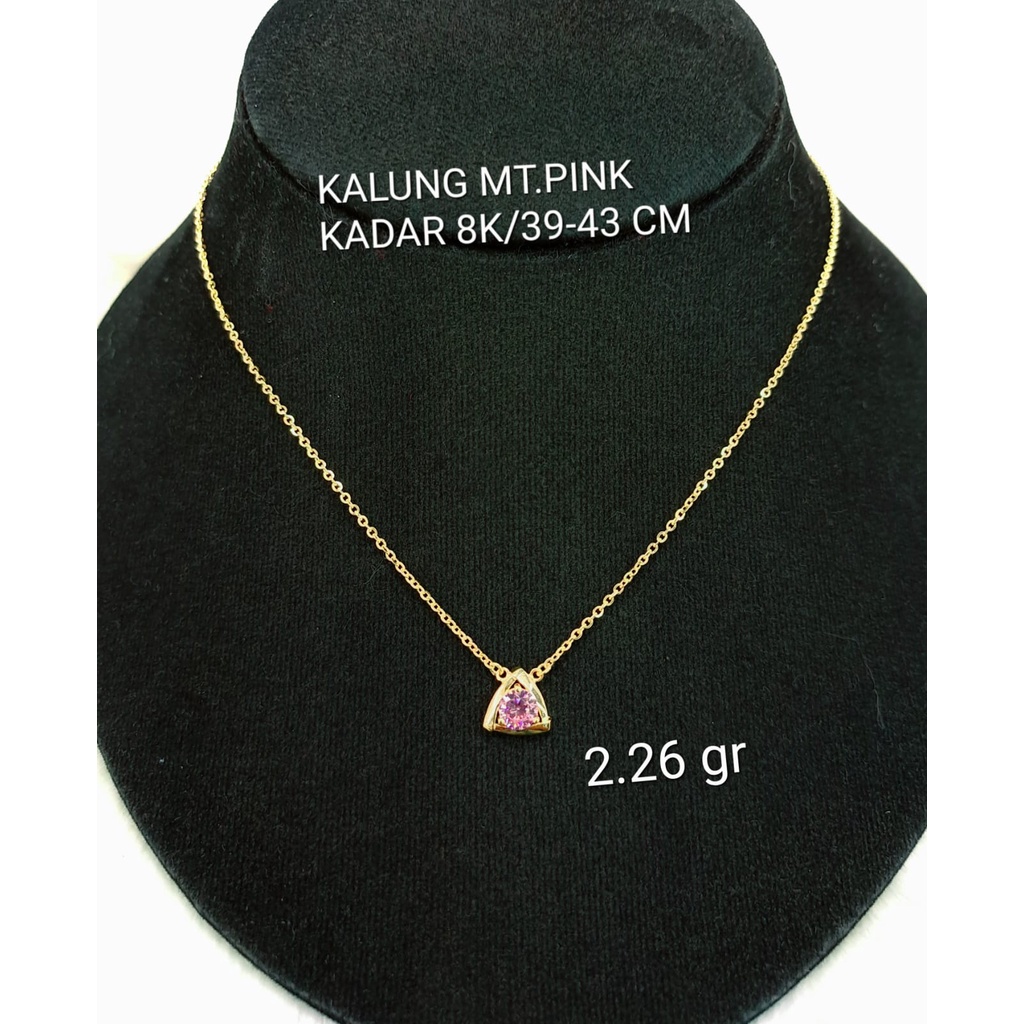 Kalung wanita dewasa mata pink kadar 375 millie molly