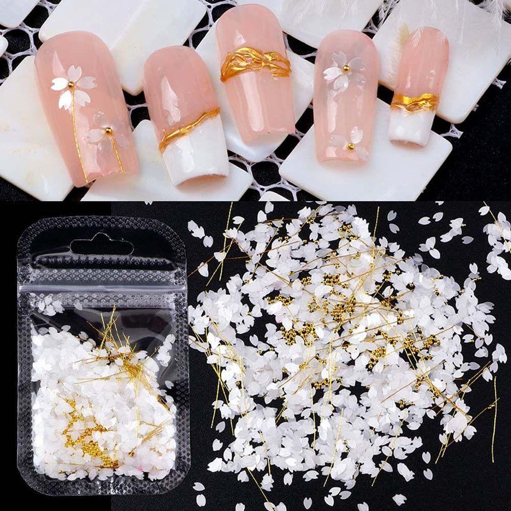 AUGUSTINA Agustina Bunga Kuku Payet Wanita Kuku Berlian Imitasi Manikur Aksesoris Jepang Nail Art Bunga Sakura Nail Sequin