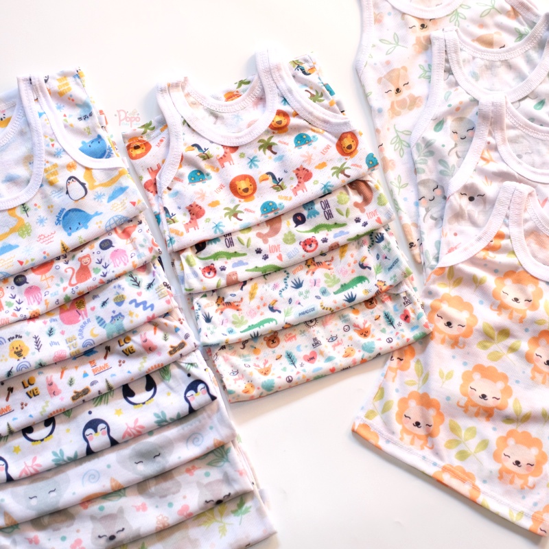 KAOS DALAM BAYI / SINGLET BAYI PEREMPUAN/ LAKI MOTIF FULL PRINT