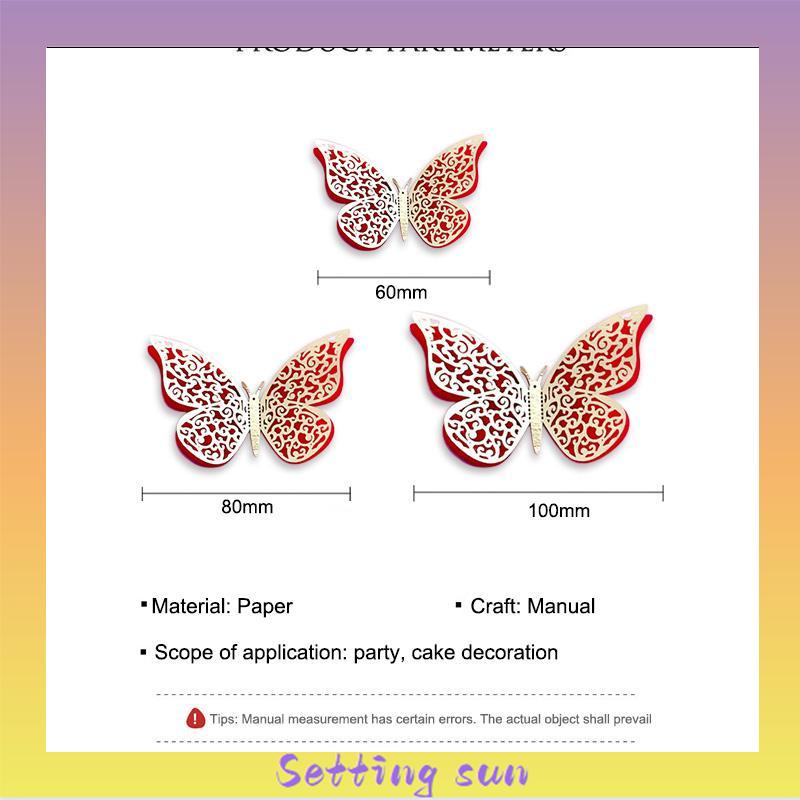 Cake Topper Kue Kertas Lapisan Ganda Kupu-kupu Set Dekorasi Dekorasi Ornamen Ulang Tahun TN
