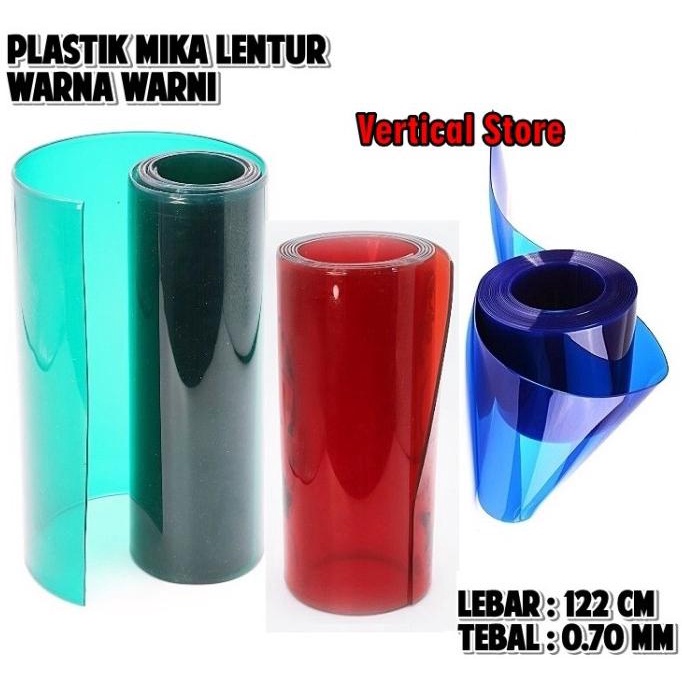 Plastik PVC Mika Lentur Hitam / Warna Warni Lebar 122 cm Tebal 0.70mm