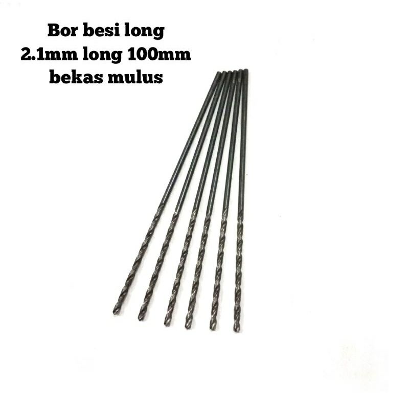 mata bor besi Drill mata bor long 2.1mm hss long 100mm second mulus utuh