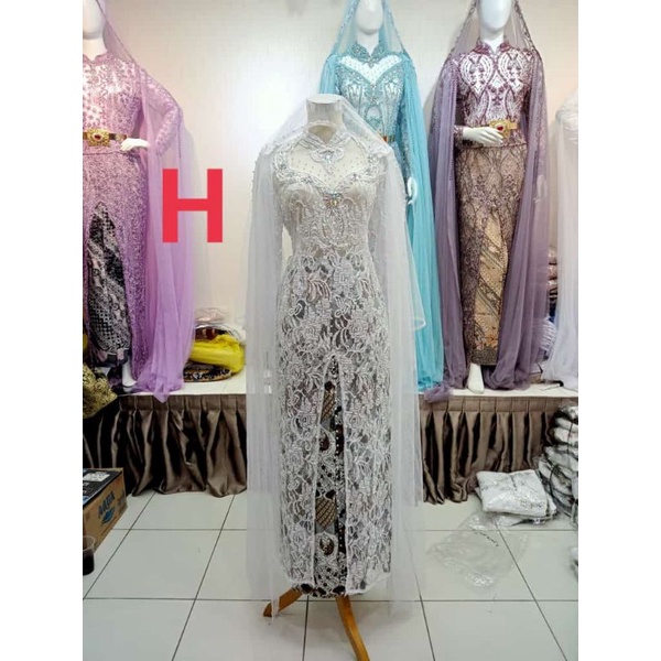 ready kebaya akad nikah Payet sematakai satu set rok kerudung selayer bahu)