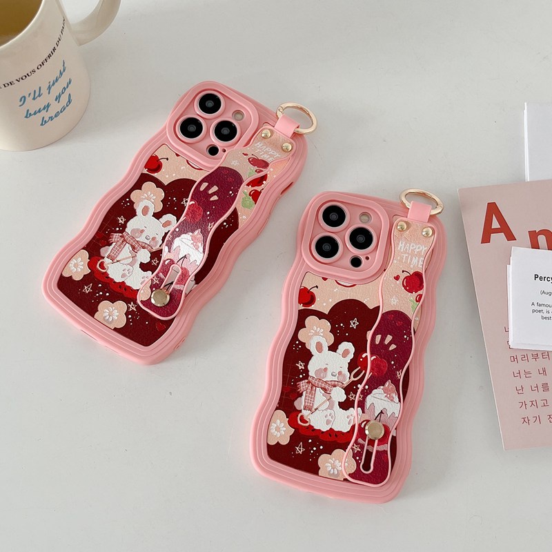 Wrist strap Leather SoftCase OPPO A15S A35 A36 A76 A96 A7 A5S A12 A11K F9 F11 A53 A33 A9 A57 A5 A3S A31 A83 Reno 5 6 7Z 8 VIVO Y11 Y12i Y12S Y20S Y20i Y50 Y30i Y19 S1 V23 Pro Y21S Y21A Y21E Y21T Y33S Y33T Y93 Y91C Y91i Y15A Y15S Y19 Cherry Rabbit Casing