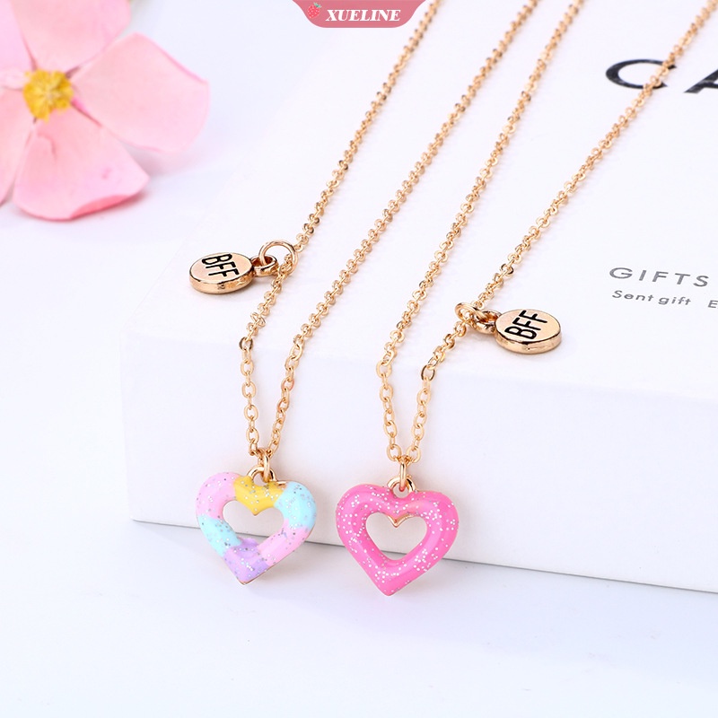 New doughnut love Kalung Lucu Sederhana Paduan drip Minyak Teman Baik BFF Kalung set [ZXL]