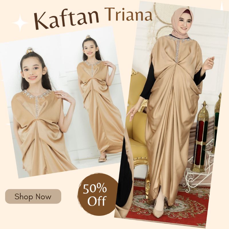 REAL PICT SET COUPLE IBU ANAK KAFTAN TRIANA BISA PISAH OUTFIT ELEGAN KEKINIAN PASANGAN MOM KID BAJU 