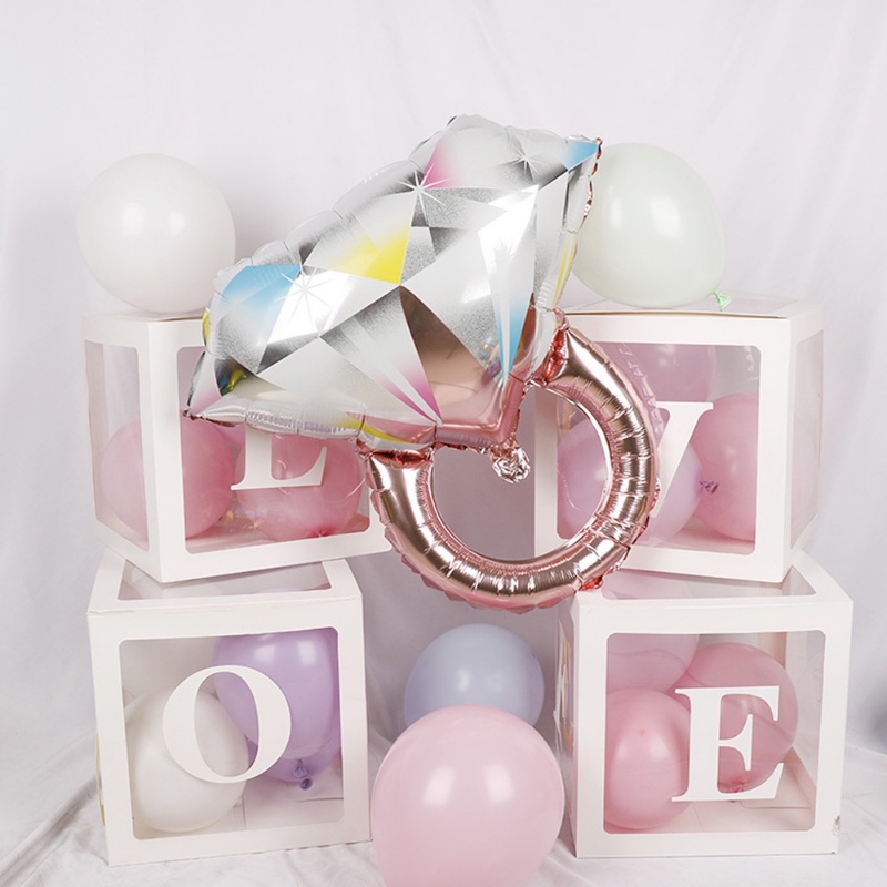 Kamar Tidur Mall Pub Ornamen Foil Tiup Aluminium Film Balon Pengakuan Romantis Pacaran Properti Berlian Besar Bentuk Cincin Balon Untuk Pesta Festival Ulang Tahun Valentine Day