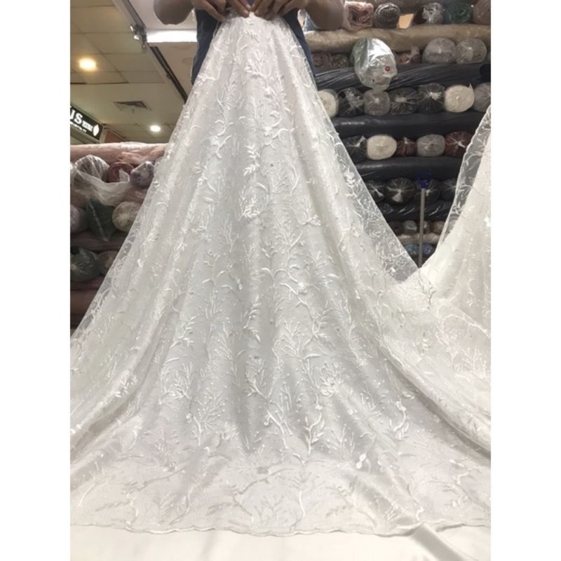 MURAH Kain Tulle akar mutiara / bahan kebaya brokat tile,