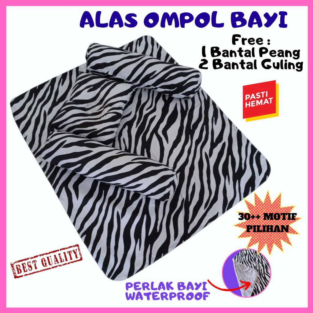 Perlak bayi Waterproof Alas Ompol Termurah Jumbo 70 x 60 cm Free 1 Bantal Peyang + 2 Bantal Guling Empuk