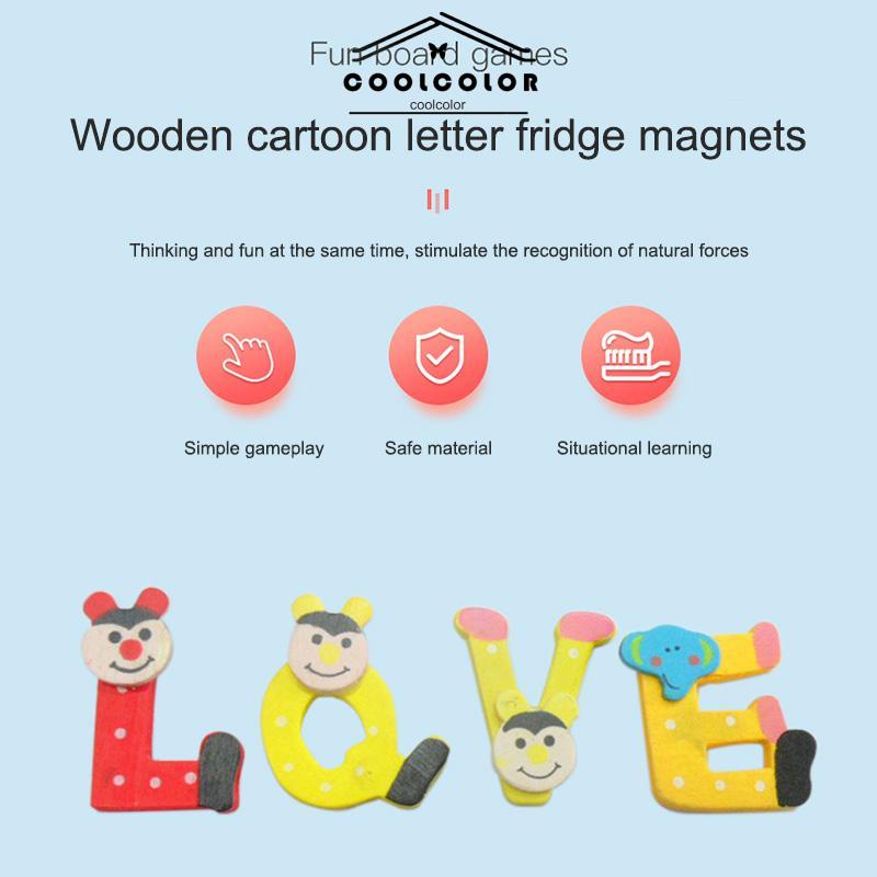 COD❤️Stiker Kulkas Magnet Lucu Kartun Alphabet Tempelan Kayu Bahan Untuk Dekorasi Kulkas- cl