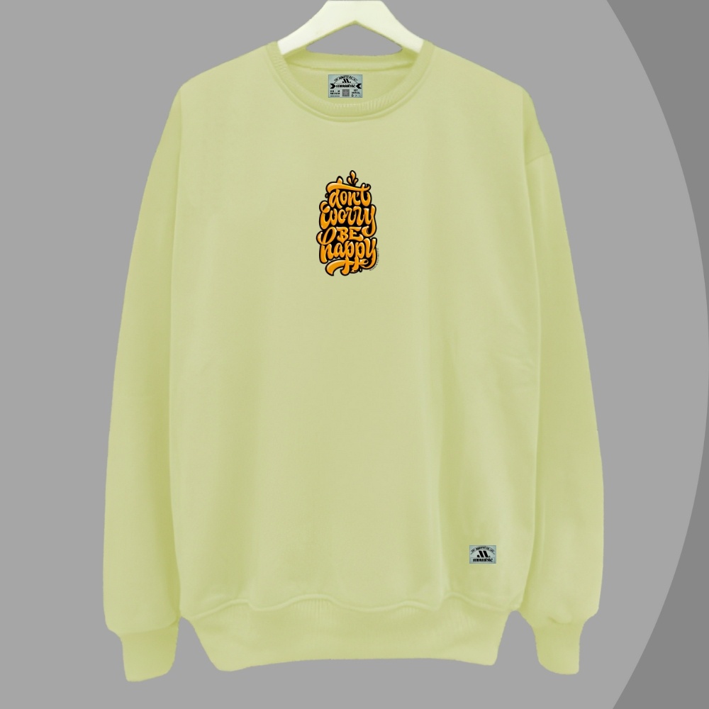 Crewneck Cowok Aesthetic Grafity Bahan Katun Flecee Tebal Suiter Kruneck Pria Distro Warna Cream