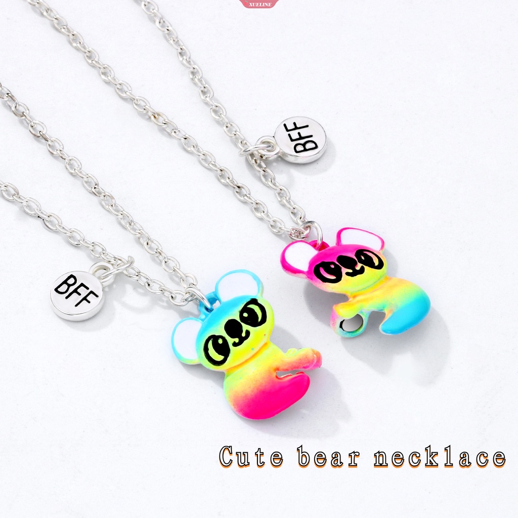 1pasang Sequin patchwork heart best friend Kalung Liontin Rantai BFF Persahabatan Liontin Perhiasan Hadiah [ZXL]