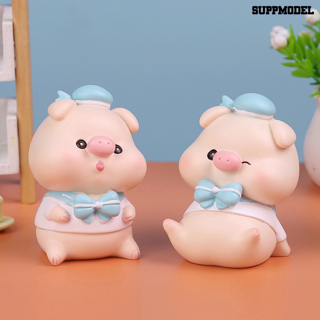 [Dekorasi] Model Hewan Kerajinan Resin Kerajinan Tangan Hadiah Ulang Tahun Dekstop Dekorasi Menggemaskan Miniatur Sailor Suit Pig Untuk Pacar