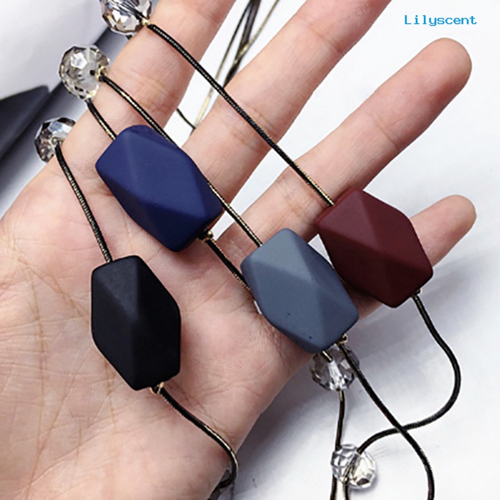 [LS] Ringkas Double Layers Geometri Beads Kalung Rantai Panjang Wanita Ornamen