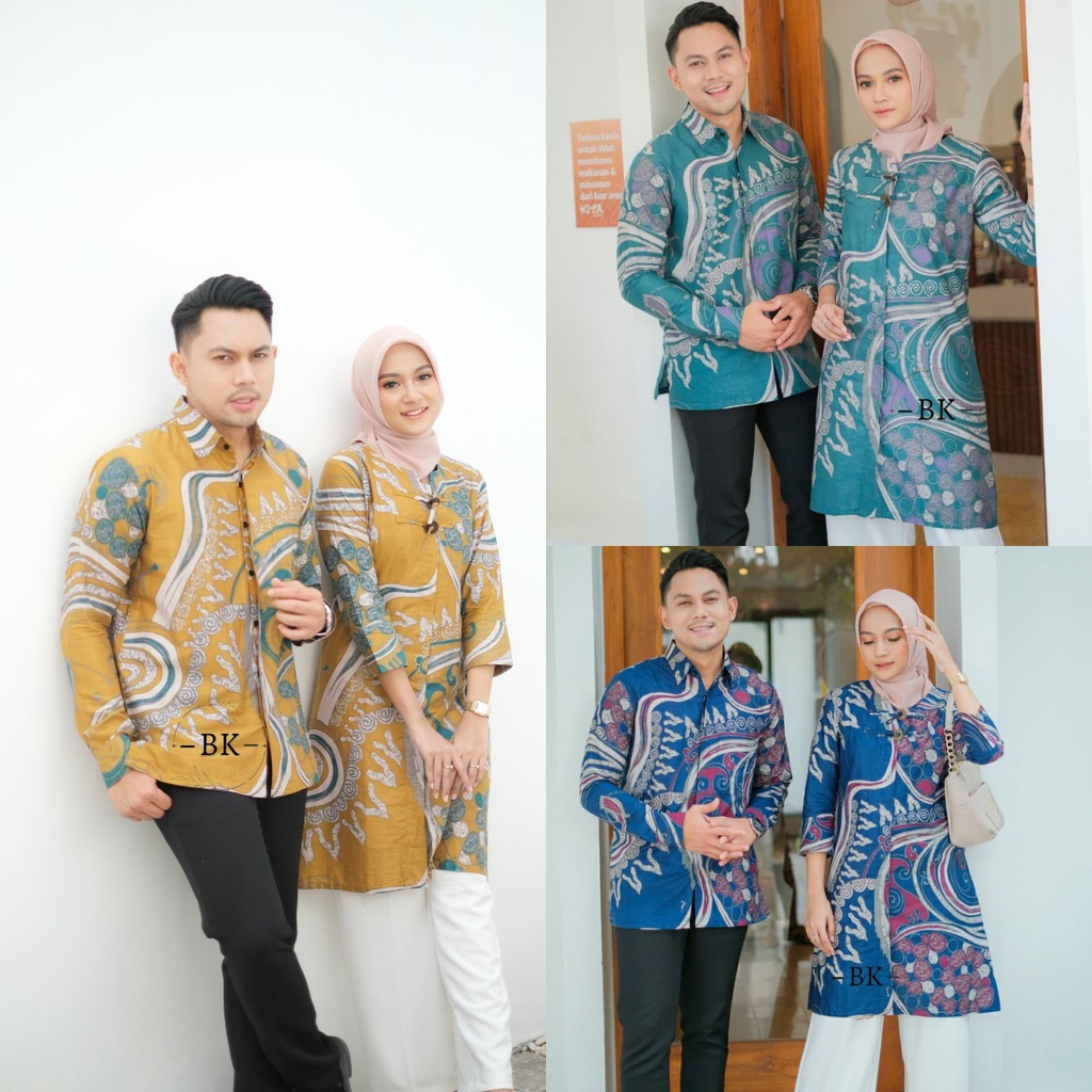 Batik Couple (MCbatik) - Batik Couple Tunik Kemeja Motif Soft Terbaru Bahan Katun Mix Moscrepe Ready Seragam Kantor M L XL XXL Jumbo