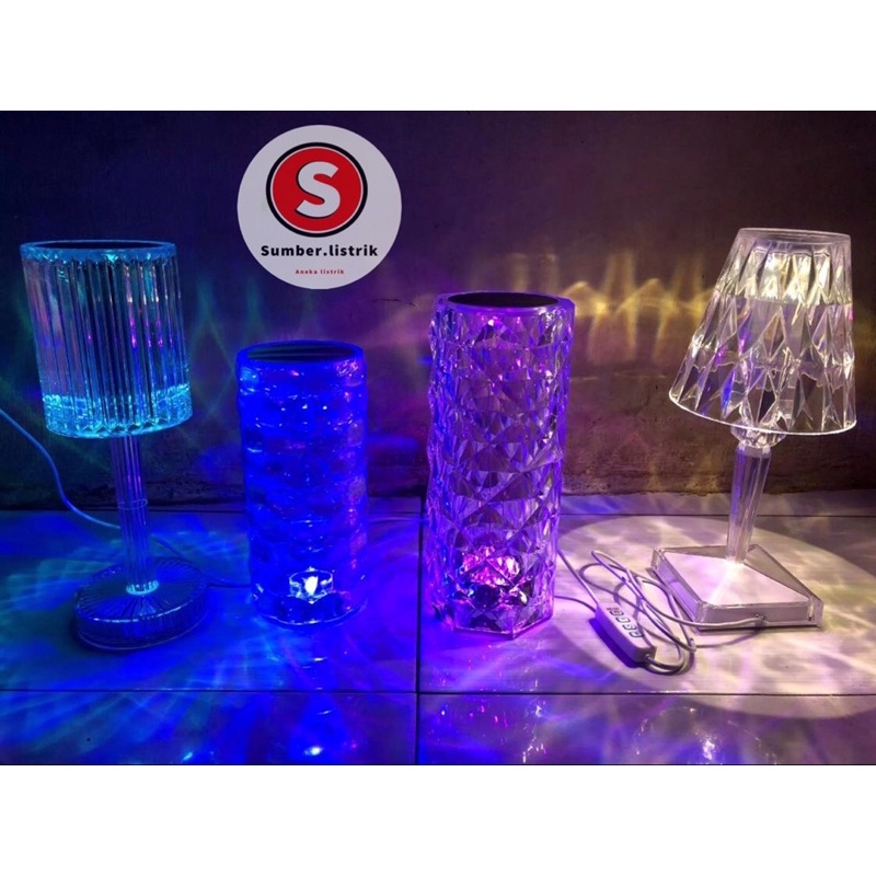 LAMPU HIAS / LAMPU MEJA CRYSTAL  / LAMPU LED CRYSTAL DIAMOND TABEL LAMPU 12 WARNA  / 12 COLOUR LIGHT RGB / LAMPU MEJA REMOT