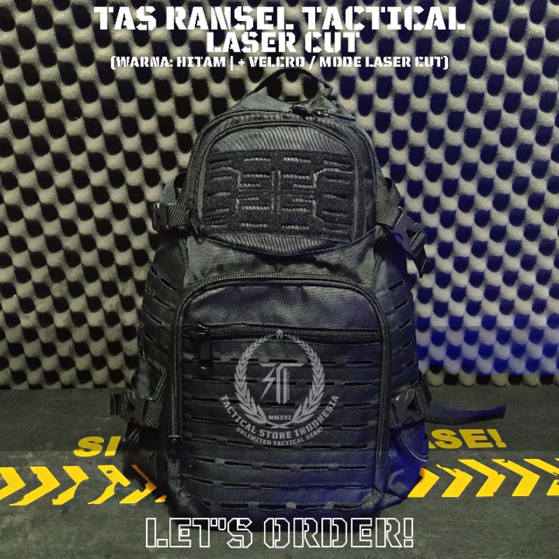 Tas Ransel Tactical Laser Cut V1 - Hitam