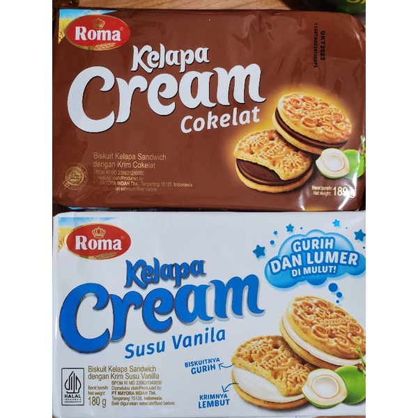 

kemasan baru Roma kelapa Cream 180 gram