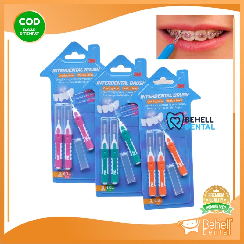 Sikat Sela Celah Behel Gigi Gusi 3M pink Interdental Brush 0.7 mm Size SSS Tusuk Dental Floss ORI