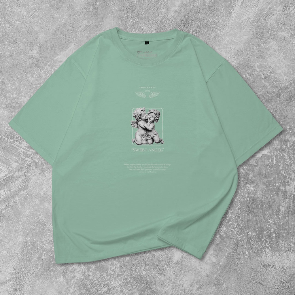 Fortglass Sweet Angel Kaos Oversize T-Shirt Cowok Premium