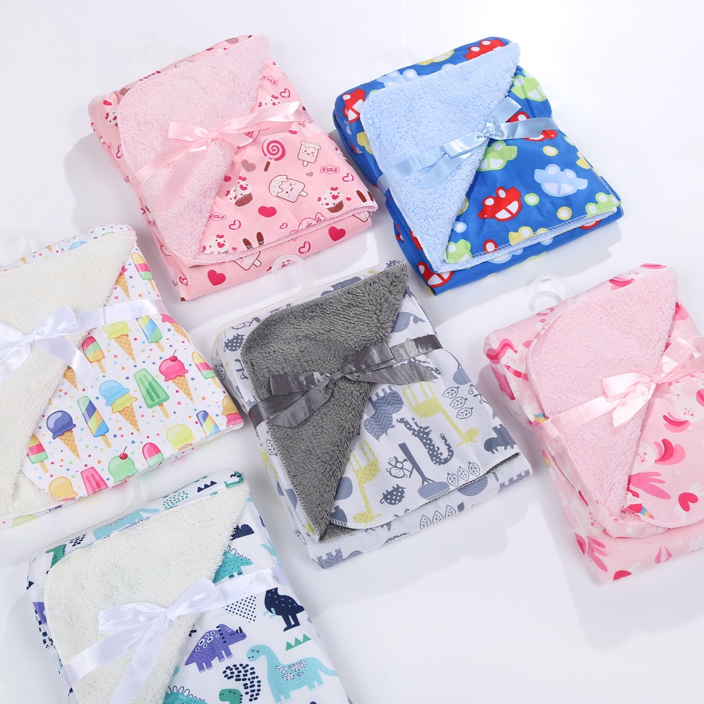 cod selimut bayi double layer polyester baby blanket selimut bulu lembut halus motif lucu fleece blanket