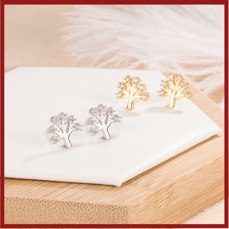 Christmas Series Anting Tusuk Micro Hias Berlian Pohon Harapan Untuk Wanita Ornamen Natal U1187