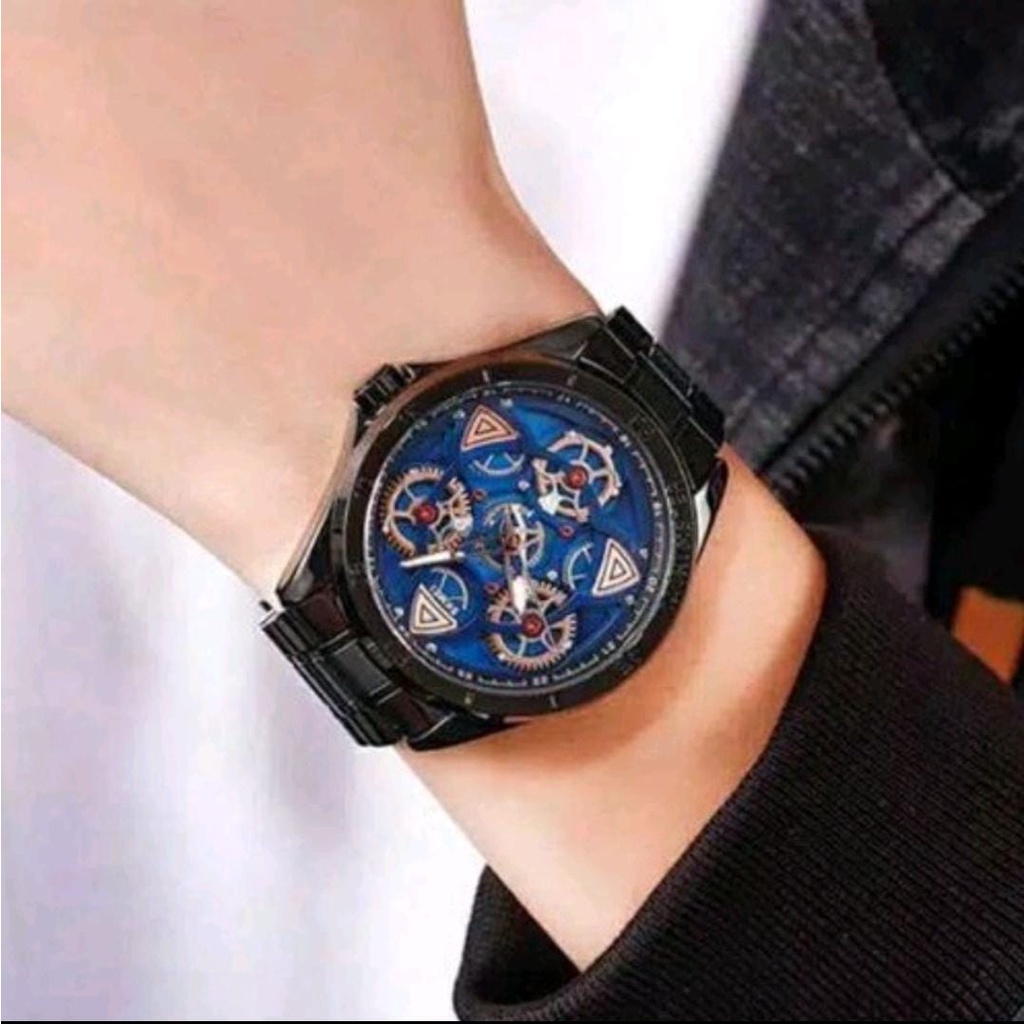 Jam Tangan Pria SKMEI 1678 Automatic Original Anti Air / Jam Tangan SKMEI 1678 Luxury Watch Men Quartz Stainless Steel 360° Rotating Gear Hollow