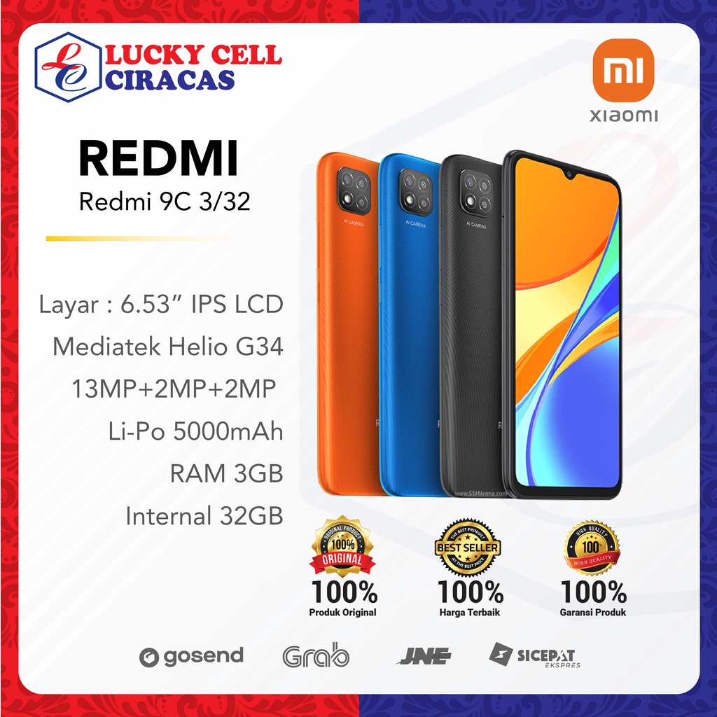 HP Handphone Xiaomi Redmi 9C 3/32 4/64 GB Garansi Resmi TAM