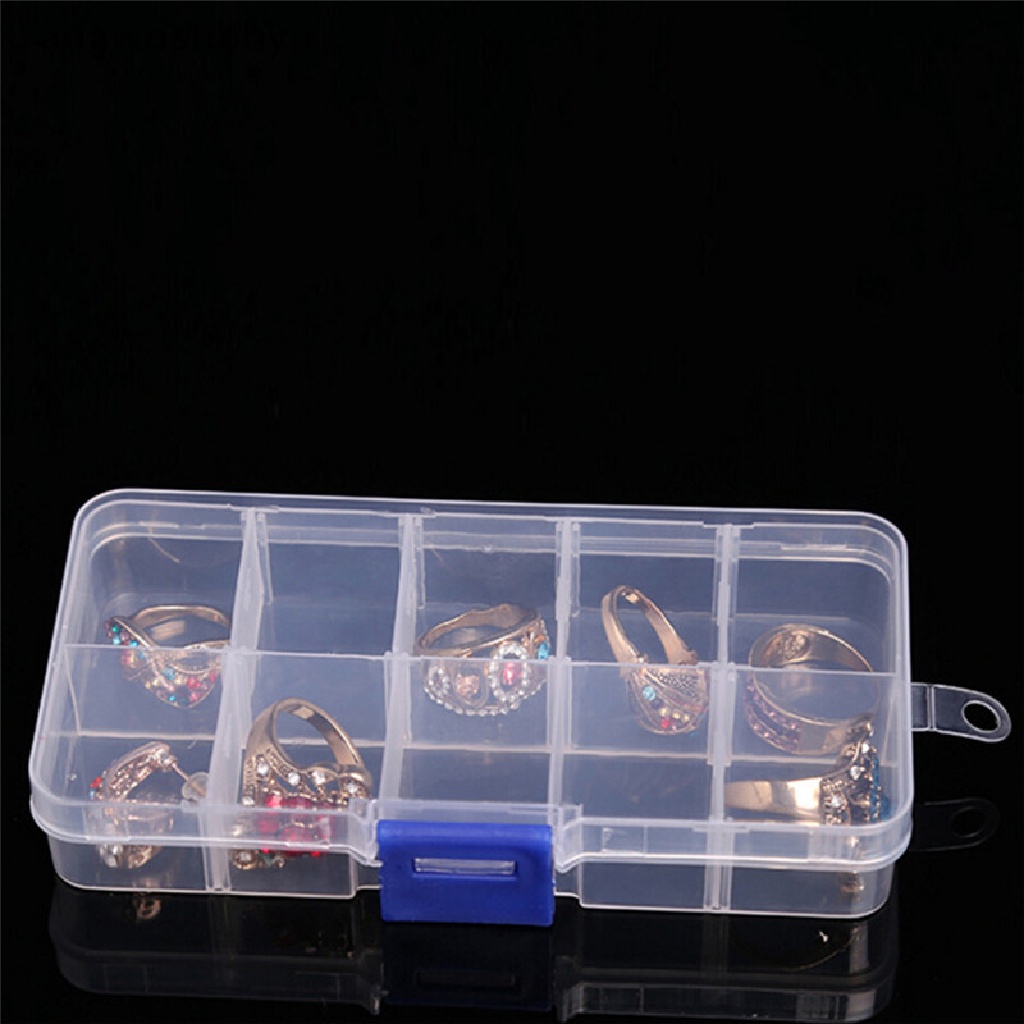 Adawnshbhyu Plastik 10slot Kotak Penyimpanan Perhiasan Adjustable Case Craft Organizer Manik-Manik ID