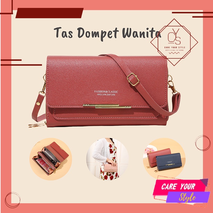 CYS Dompet Wanita Multifungsi Impor Berkualitas / Tas Hp Dompet Panjang Cantik Kekinian / Dompet Selempang Hp Wanita Murah D66